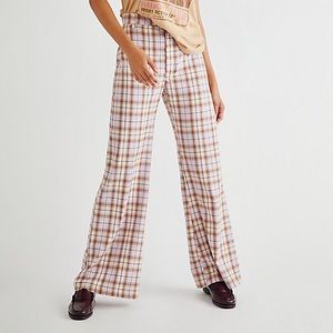 SOLD Free People Plaid Flare Pants size 0